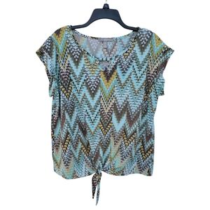 Chevron Patterned Tie-Front Top - Multicolor